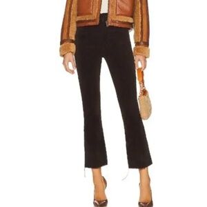 Mother The Hustler Ankle Fray Brown Corduroy Kick Flare Hopscotch Pants Women 24